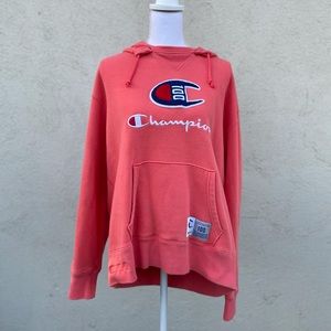 Champion Men Hoodie in Pink/ Orange
